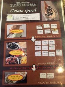 「スパイラル」はジェラートとフルーツなどを、グルグルーッと混ぜて作る、オリジナル（？）商品