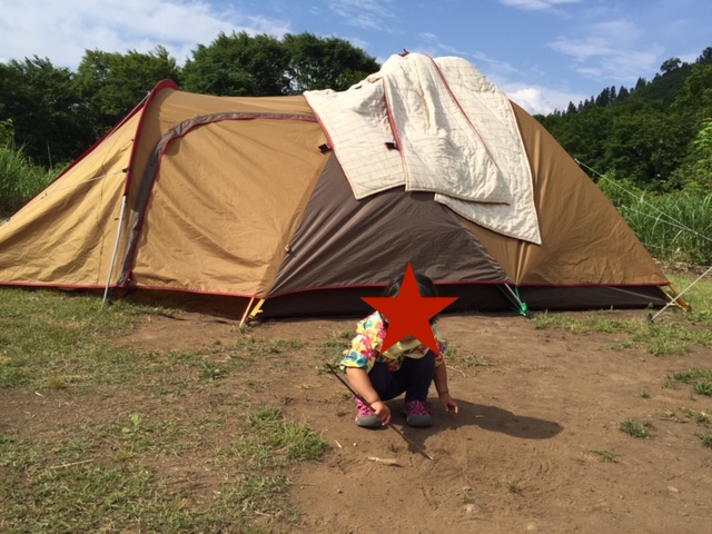 快晴！なので、寝袋を干す。